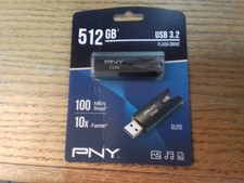 PNY USB 3.2 Flash Drive 512GB Black Elite P-FD512ELT-GE 100MB/s 10x Faster NEW
