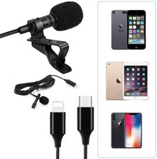 360 Lavalier Mini Clip on Mic Condenser Microphone For IPhone 17 16 15 14 13 12
