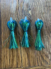 Green Pearl Cracked Ice Salmon Trolling Flies / 4 Inch Pack Of 3-Unrigged