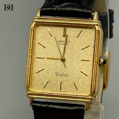 Vintage 1985【N Mint】 Seiko Dolce 7731-5230 SGP Gold Tank Qz Mens Watch US Stock