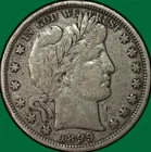 1899 Barber Half Dollar Very Fine VF Coin, Faint Scratch #38527