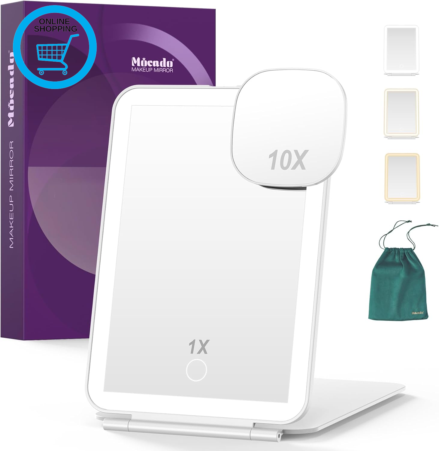 Rechargeable Travel Makeup Mirror with 72 LED Lights, 1X/10X Magnifying Makeup M