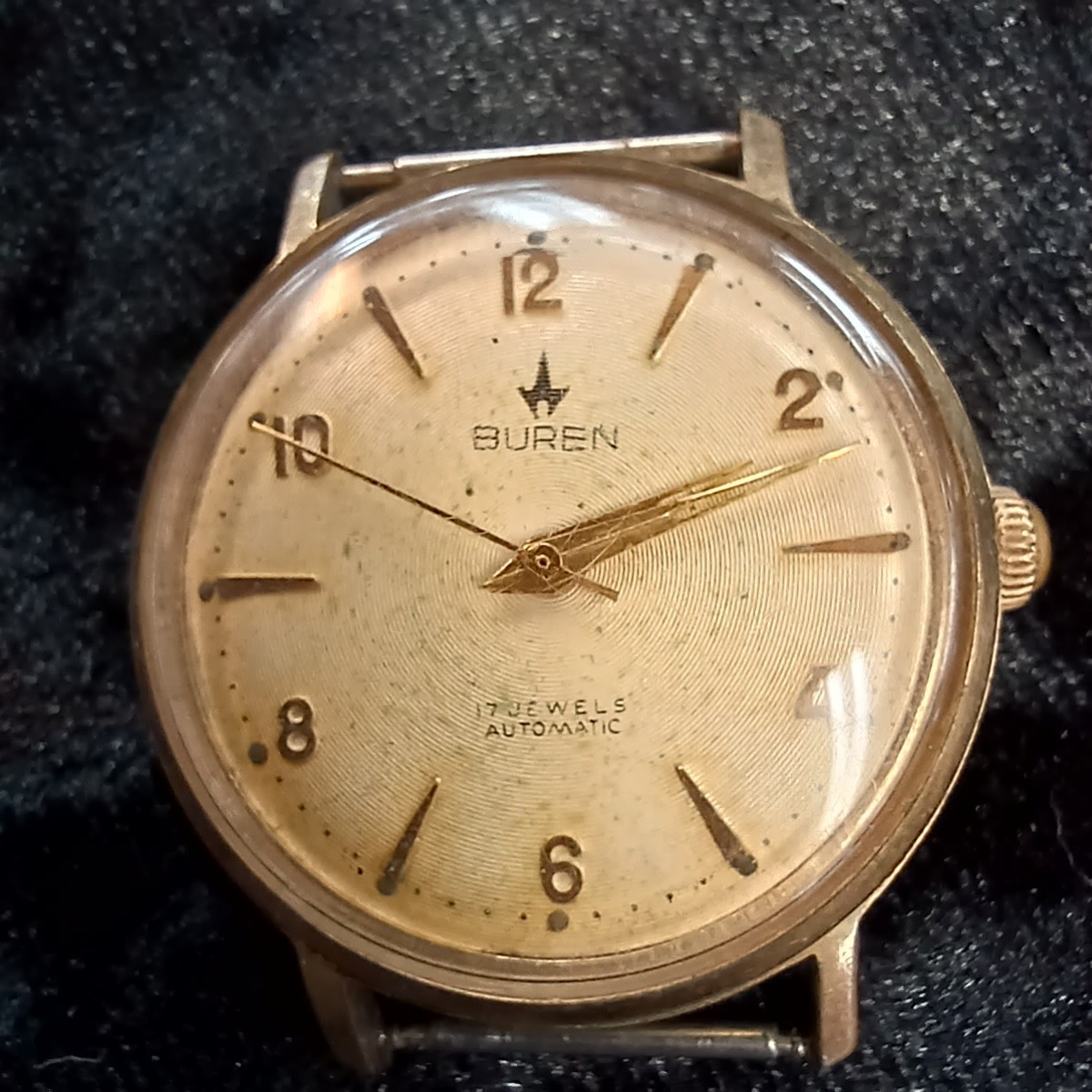 Vintage Buren 17 Jewels Automatic Wrist Watch Gold Tone RUNS  display picture 3