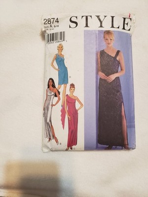 Style Pattern Misses' Evening Dress One Shoulder Variations Drape Sizes  6-18 CUT | eBay