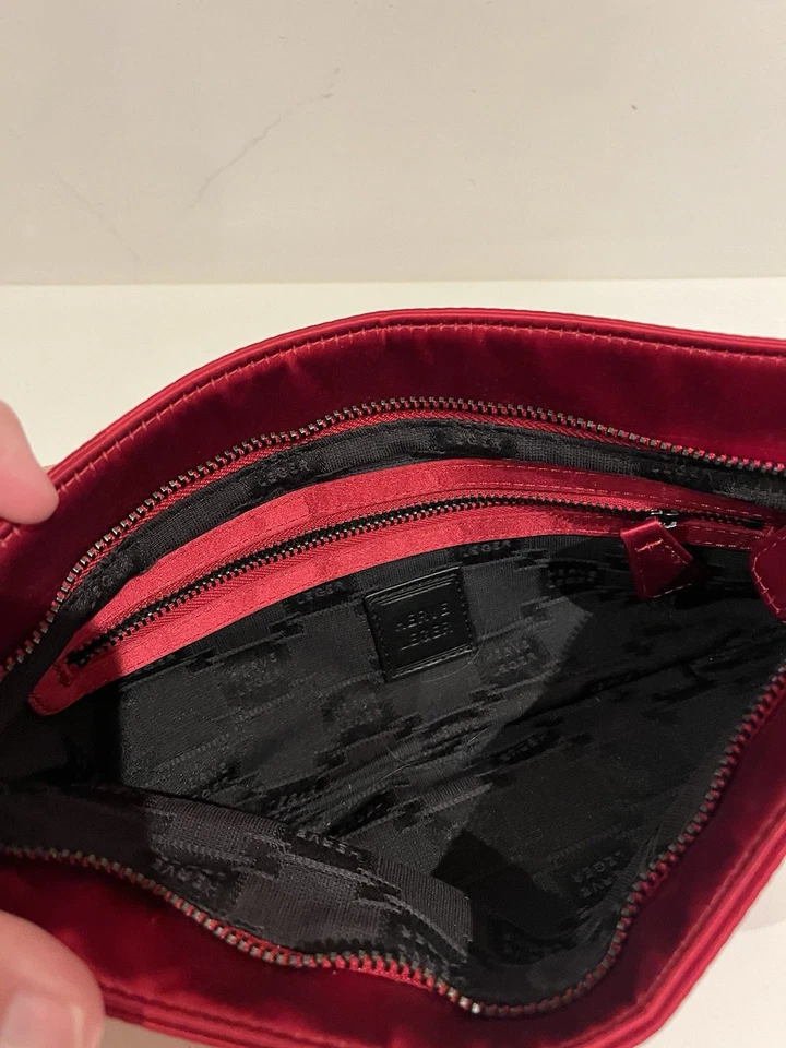 HERVE LEGER RED SATIN WRISTLET CLUTCH BAG - Image 4 of 4
