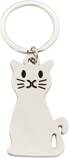 Adorable Cat Keychain Metal Keyring,Animal Keychain Gift for Cat Lovers