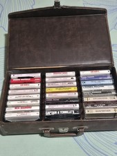 VTG Lot Of 28 Various Music Cassette Tapes With Storage Carrying Case Few Seal