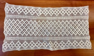 Vintage Hand Crocheted Table Runner White Cotton 24"x13"