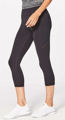LULULEMON Speed Up 21  Crop Tight w/ Pockets Luxtreme Black Women s 4 *MINT*