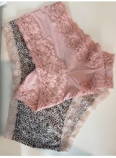 NEW 2PC Maidenform Lace Trim Microfiber Boyshort  Scalloped Lace Hipster, L/L