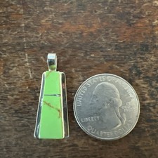 Native American Navajo Pendant Inlay Green Gaspiete Pendant B Pete Nice Zuni #G