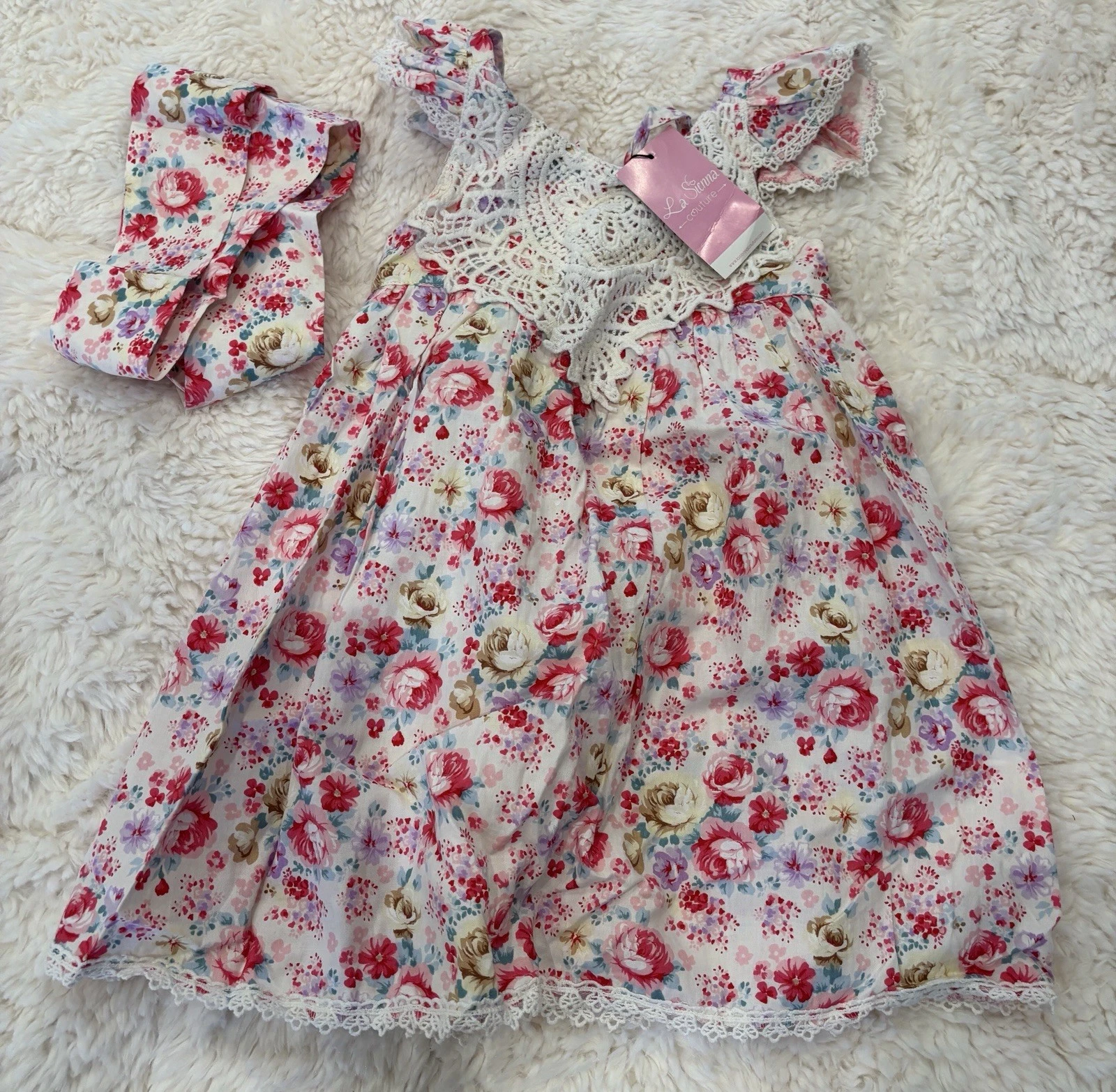 La Sienna Couture girls dress And Wrap Pink Floral Sz 5