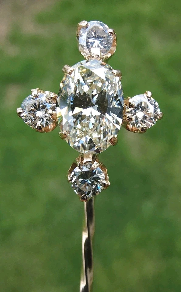 10 Ct Certified Treated Off White Diamond Solitaire Lapel Stick Pin,  925 Silver - Image 2 of 4