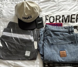 Former Merchandise Surf Lot Size 32 Distend Denim Shorts Distort Trunks Hat NEW