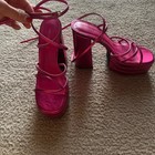 Azalea Wang Marky Ankle Strap Platform Sandals in metallic pink Size 9 — photo 7