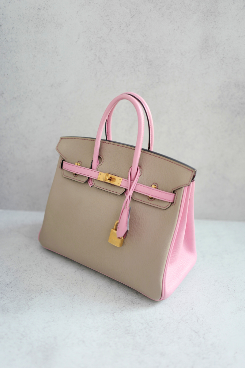 Hermes Birkin 25 HSS Gris Tortuelle / 5P Bubblegum Pink Chevre