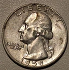 *HIGH GRADE* 1959-P Washington 90% Silver Quarter Philadelphia *ALBUM TONING*