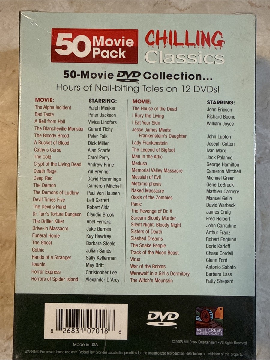 Chilling Classics - 50 Movie Pack (DVD, 2005, 12-Disc Set) for