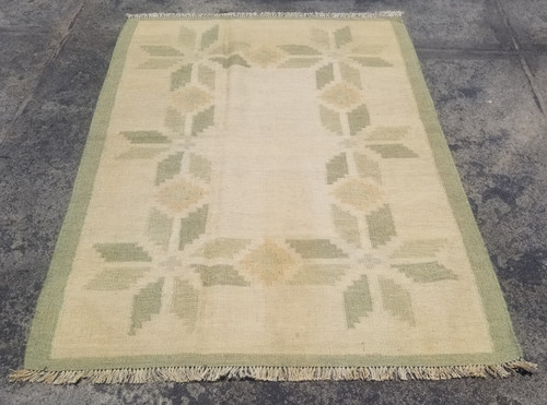 Vintage Traditional Handmade Beautiful Turkish Floral Kilim Floor Rug 184x137 cm