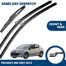 Front/Rear Windscreen 26" 30" 12" Flat Aero Wiper Blades for Peugeot 308 07-13