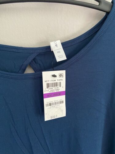 NWT Womens Ideology Pacific Teal Long Long Sleeve Keyhole-Back Top Size XXL $40 - Picture 6 of 6