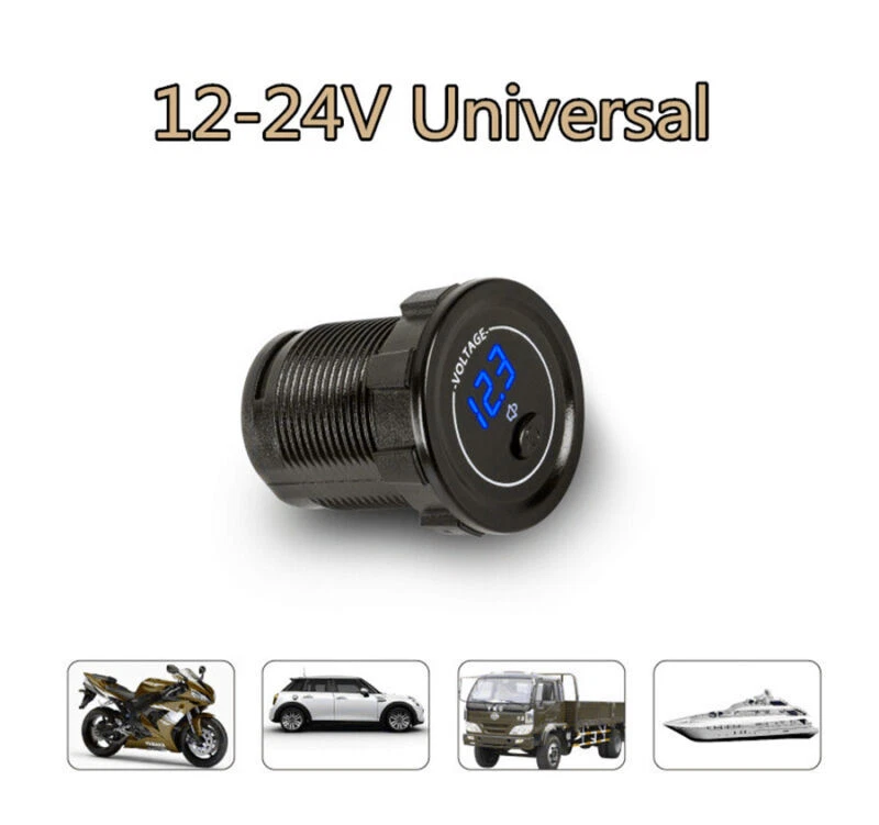 Mini Voltímetro Pantalla LED Panel 12V-24V Moto Coche con Interruptor Independiente Foto 4 de 4