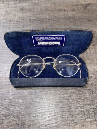 Vintage American Schneider Optical Glasses 10k Whi