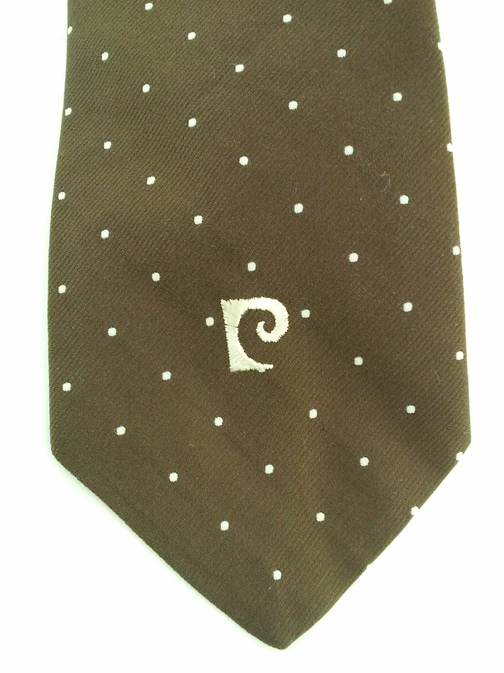 Corbata Pierre Cardin Clásica Marrón con Lunares Blancos 100% Poliéster Desconocida Foto 2 de 4