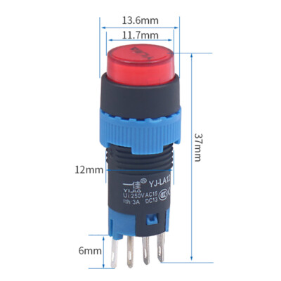 2pz,12mm Pulsante Momentaneo Rotondo Interruttore Pulsante Piatto SPST - Foto 7
