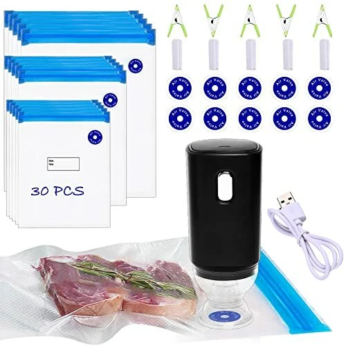 Sous Vide Bags, 42 PCS Electric Vacuum Food Sealer & Reusable Food Storage  Bags