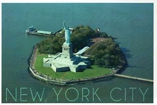 Aerial View of Liberty Island, New York City, NY, Statue of Liberty --- Postcard