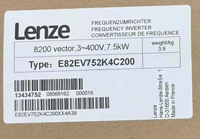 E82EV752K4C200 NEW LENZE E82EV752_4C200 Inverter 8200 Vector 7.5kW