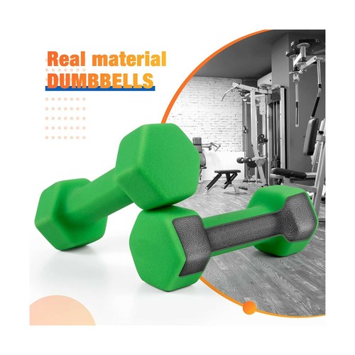 4 LB Pair Gray Neoprene Dumbbells Hand Weights Exercise Gym Anti-Slip Hex Shape - Picture 2 of 8