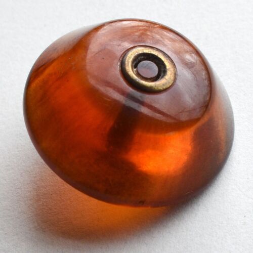 Vintage Rooted Bakelite Cone Shaped Button with Brass Center 1-1/8" - Picture 1 of 4