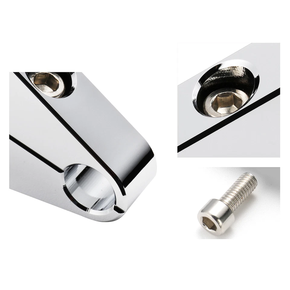 2 шт. 1,25-дюймовых зажимов для руля или тормозной магистрали рамы для Harley Yamaha Honda, хромированные - Изображение 4 из 4