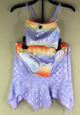 Wonder Nation Toddler Girl Three Piece Mermaid Swimsuit Set Lavender Sky 4T