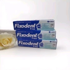 Fixodent Denture Adhesive Cream FREE of Flavors & Colors All Day Hold 2.4.oz P3
