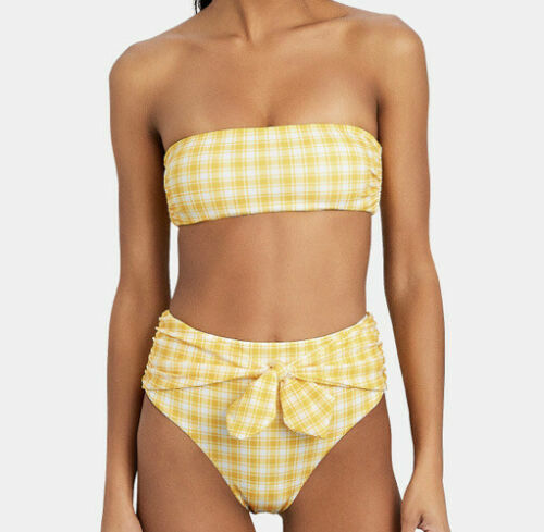 NWOT VERONICA BEARD Catarina Gingham Bandeau Bikini Top Women's Size XS $148