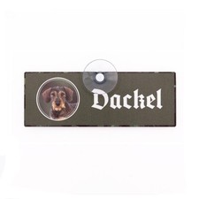 Jagdschild mit Saugnapf "Dackel" Teckel Rauhaar, Jagdschilder f&uuml;rs Auto