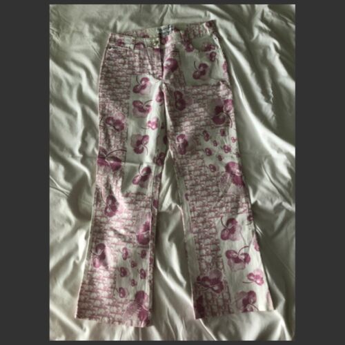 ✨Authentic Rare Y2K Christian Dior Cherry Blossom Diorissimo Pink Cropped  Pants