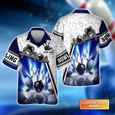 Blue Neonlights Bowling Hawaiian Shirt, Bowling Hawaiian Shirt For Men, Women, B