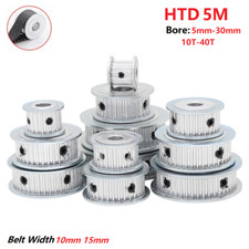 HTD 5M Timing Belt Pulley 5-30mm Bore,10-40T, for 10mm 15mm Wide CNC, 3D Printer