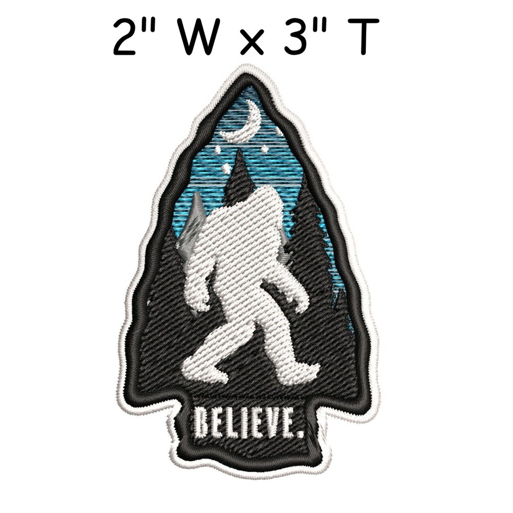 Bigfoot Lives Patch Sasquatch in the Forest Embroidered Iron-On Applique Gift