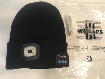 WMCAPS Bluetooth Music Warm Beanie Hat Wireless Cap Headset Headphone Light Blk