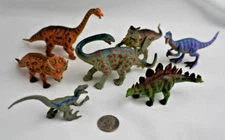 Lot Of 7 Mini Dinosaur Toys; Multiple Brands