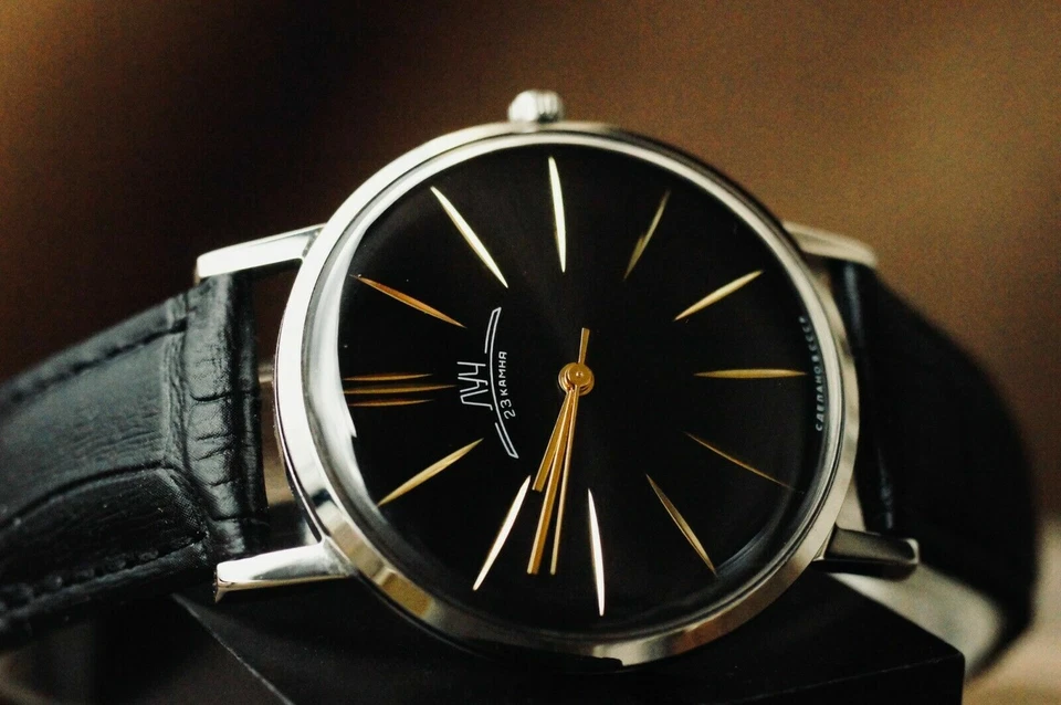 Часы LUCH ультра тонкий механический кожаный ремешок (POLJOT De Luxe) роскошь - Изображение 3 из 4