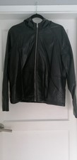 New La Redoute Black Soft Leather Fitted Hooded Jacket Bnwt Size 20 Zipped £149