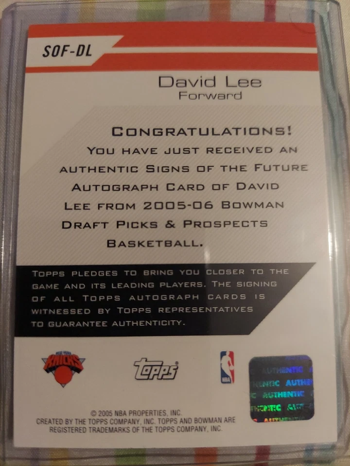 2005-06 年 Bowman 选秀未来标志签名 David Lee #SOF-DL 新秀签名 RC — 第 2/2 张图片