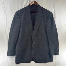 Burberrys Blazer Mens 44L Charcoal Grey Wool Check Two Button Sport Coat USA