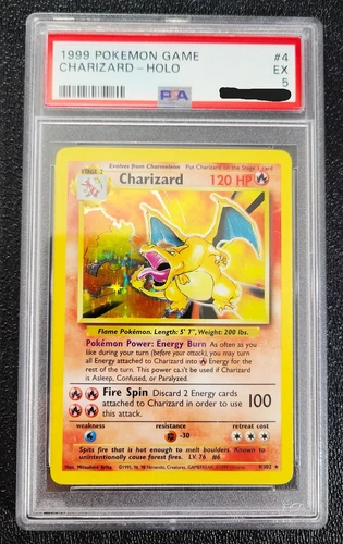 PSA  5 EX 1999 CHARIZARD POKEMON GAME HOLO UNLIMITED BASE SET #4 G349/1921/6511